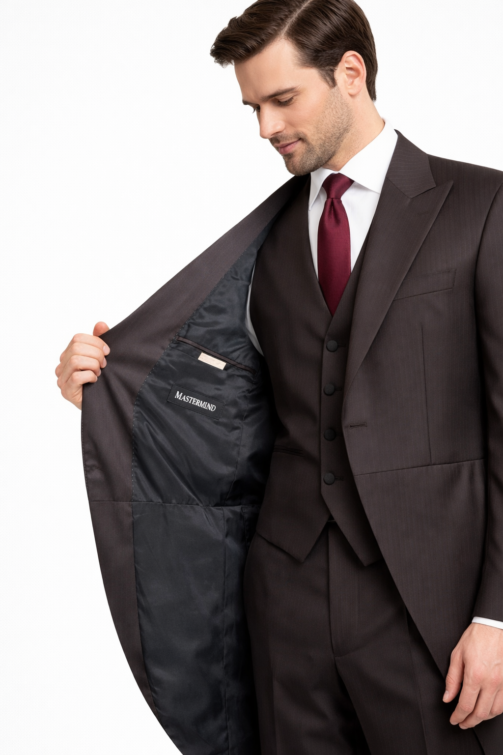 Brown Stripe Wool Tailcoat Jacket | 100% Pure Wool