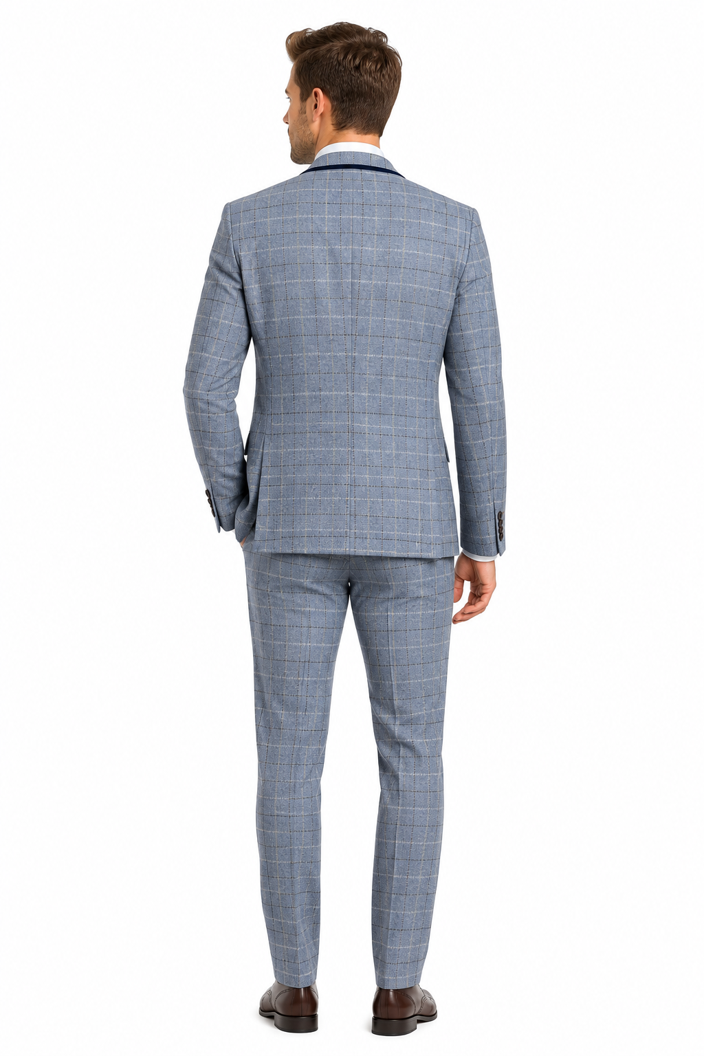 Light Blue Check 3 Piece Suit | Made in Italy | Slim Fit | Manifattura Paola