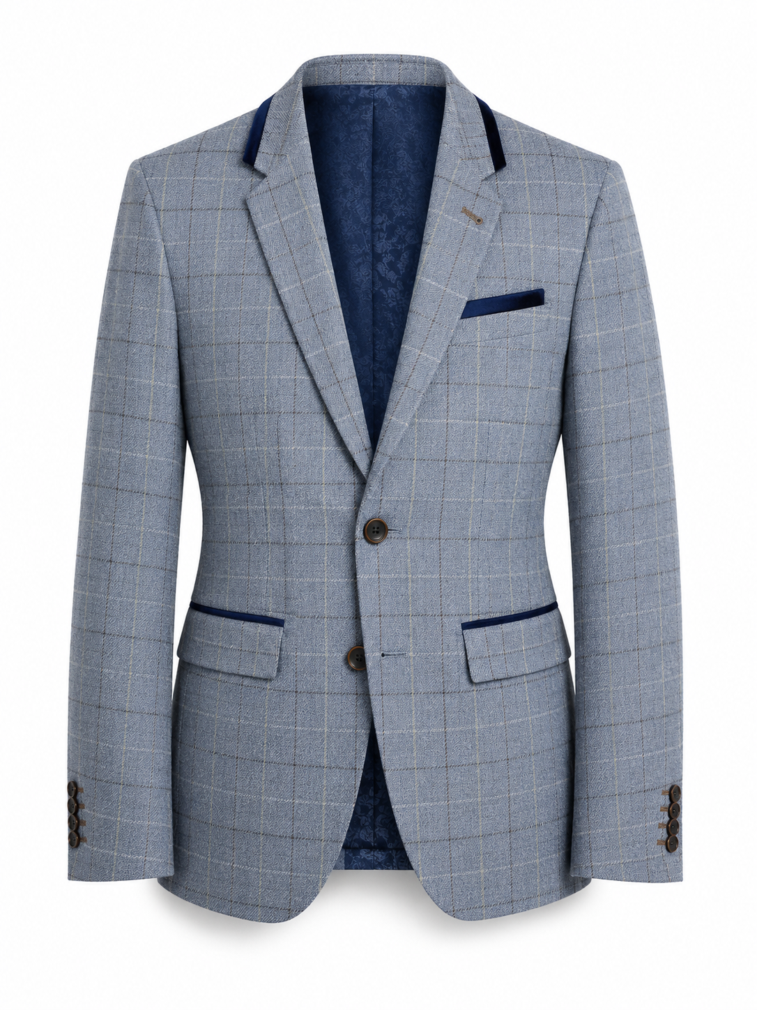 Light Blue Check 3 Piece Suit | Made in Italy | Slim Fit | Manifattura Paola