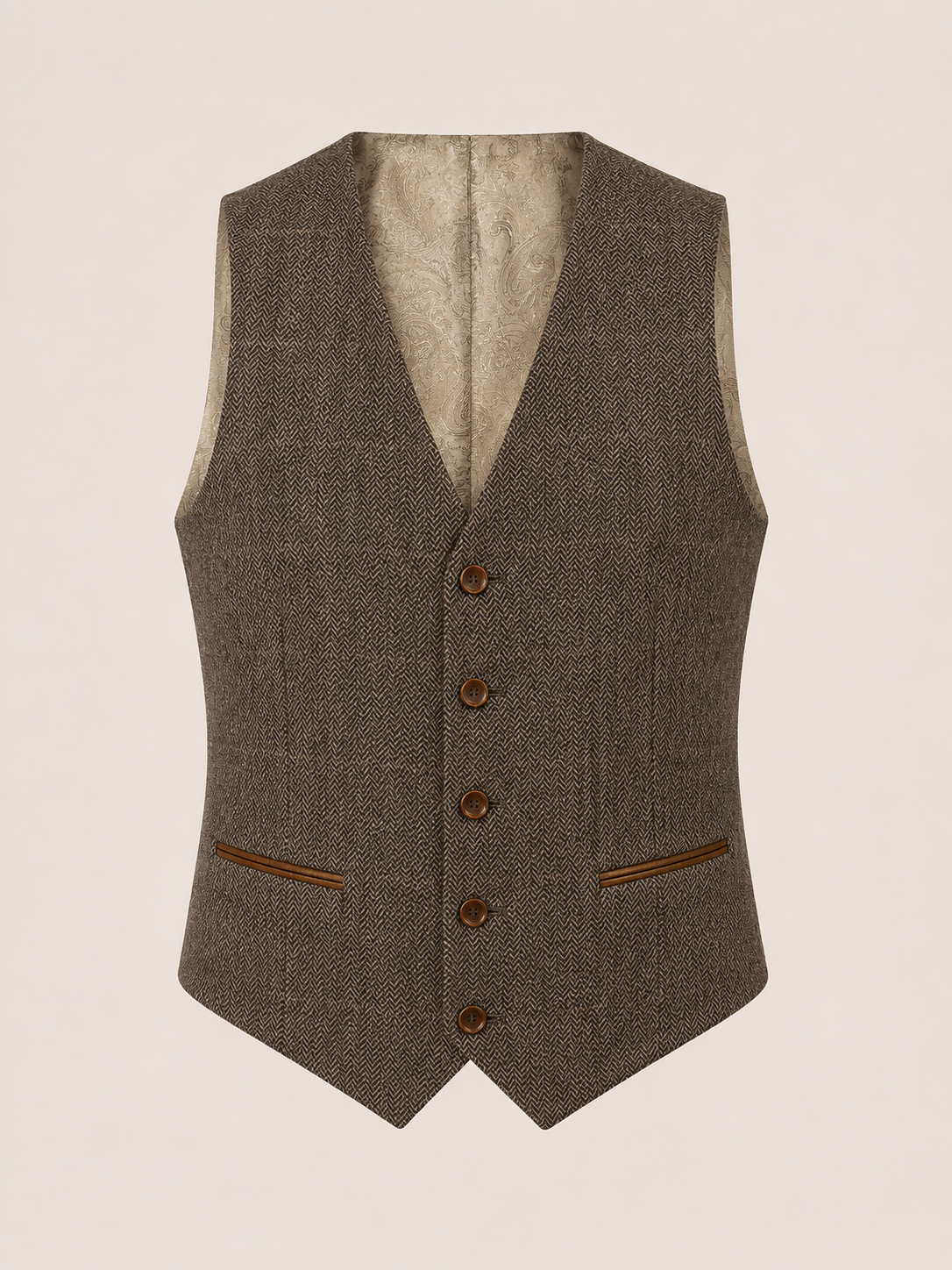 Taupe Brown Herringbone Check 3 Piece Suit | Made in Italy | Slim Fit | Manifattura Paola