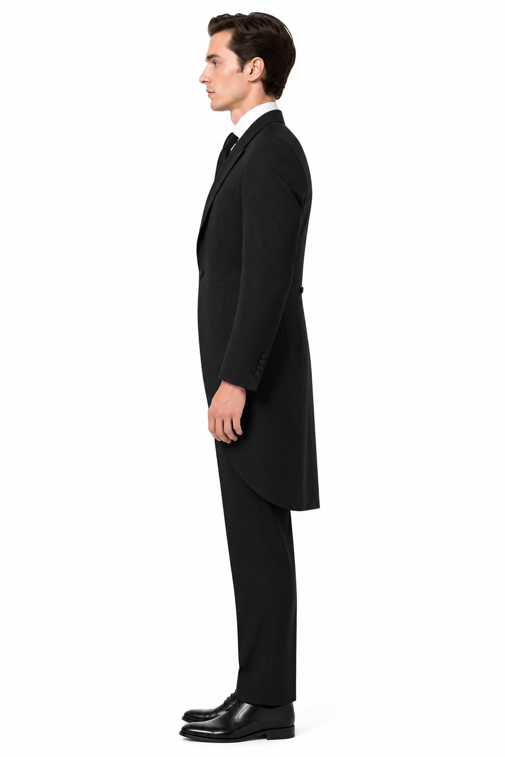 Black Striped Tailcoat Jacket | Wool Blend | Pre-Loved "Ex-Hire"