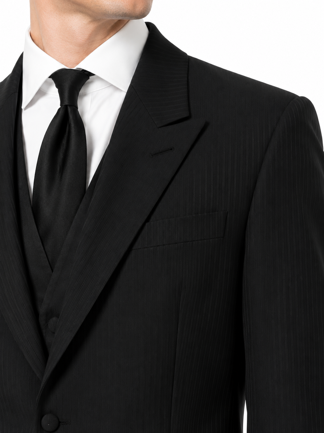 Black Striped Tailcoat Jacket | Wool Blend | Pre-Loved "Ex-Hire"