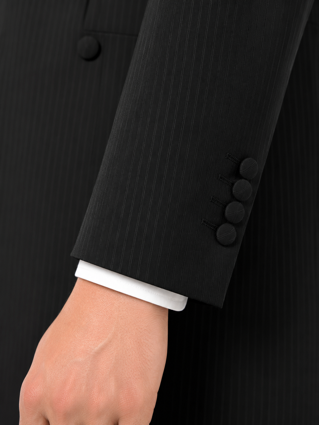 Black Striped Tailcoat Jacket | Wool Blend | Pre-Loved "Ex-Hire"