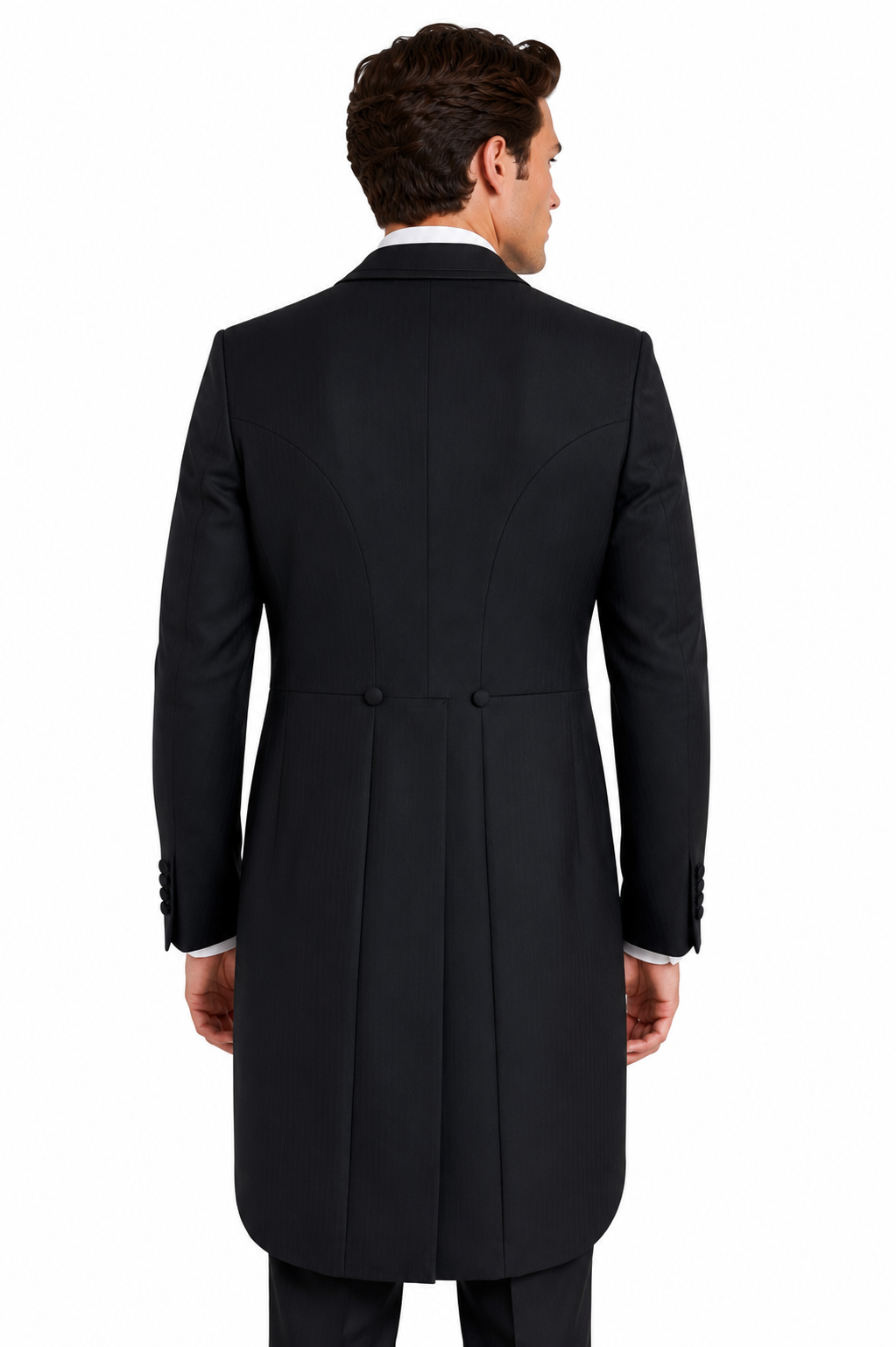 Black Striped Tailcoat Jacket with Shawl Collar | 100% Wool | Pre-Loved "Ex-Hire"