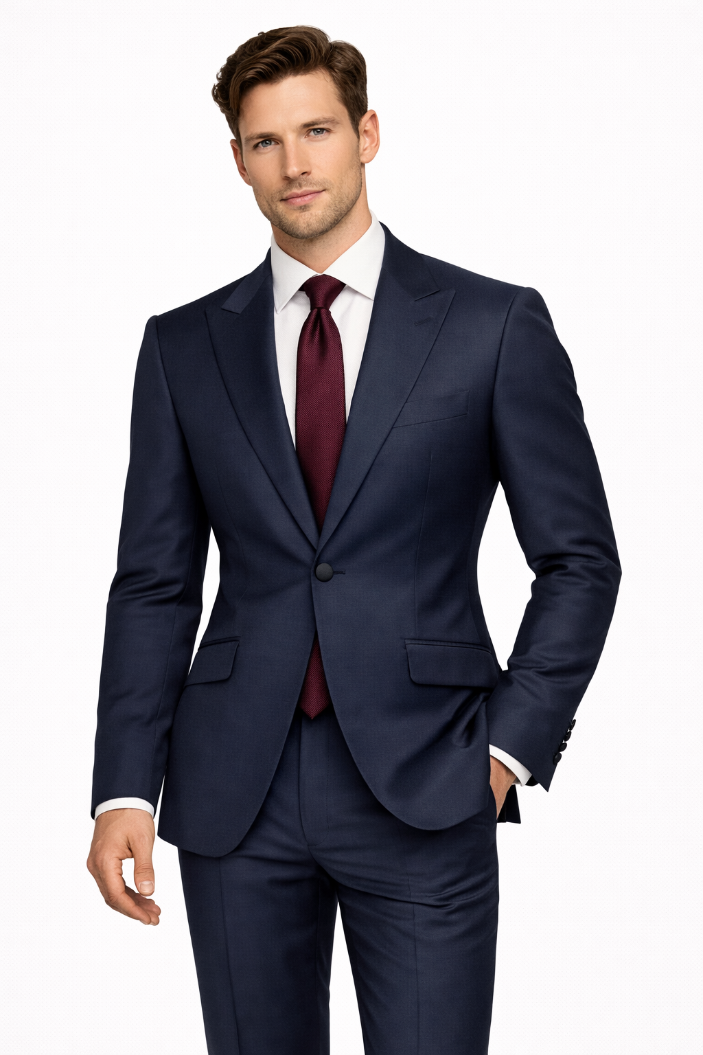 Navy Blue 100% Wool 2 Piece Suit | Classic Fit | Jacket & Trousers