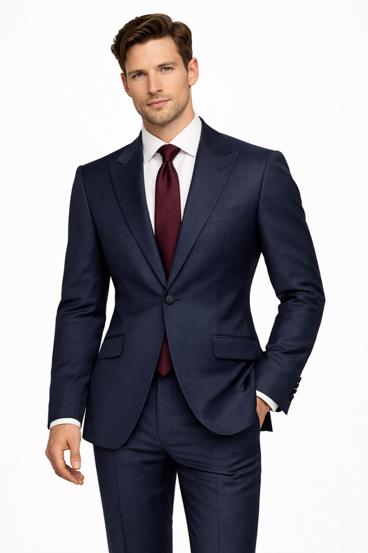 Navy Blue 100% Wool 2 Piece Suit | Classic Fit | Jacket & Trousers