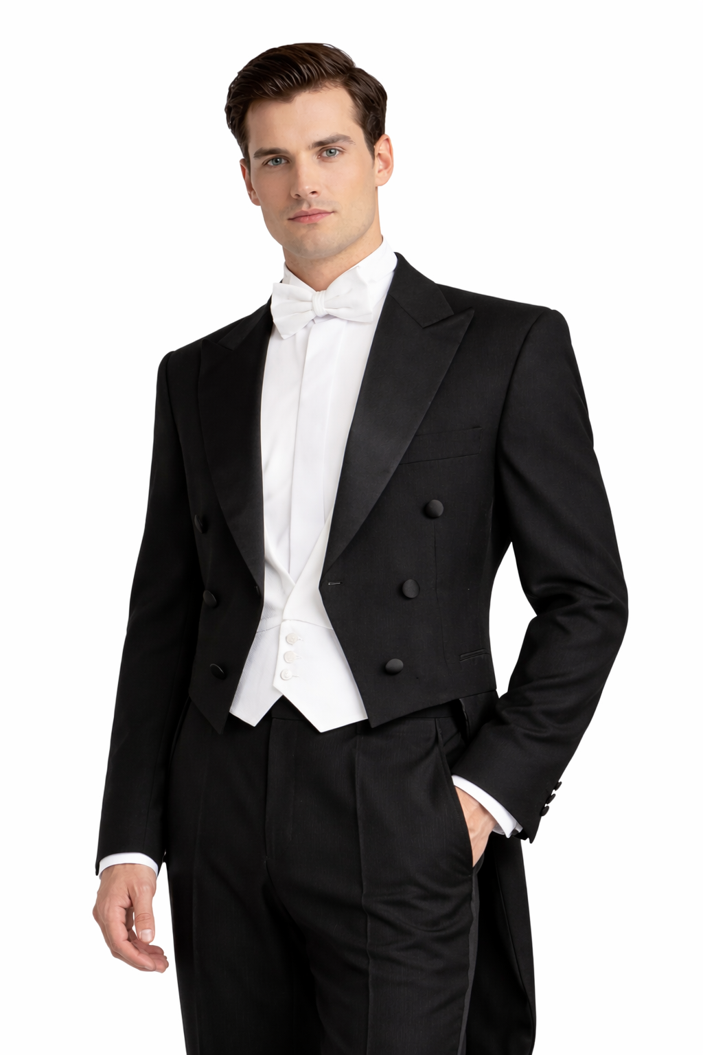 White Tie Evening Tailcoat 4 Piece Set | Jacket, Trousers, Marcella Waistcoat & Marcella Bow Tie