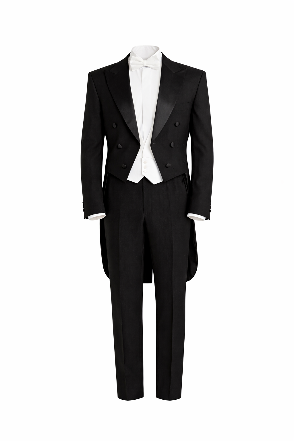 White Tie Evening Tailcoat 4 Piece Set | Jacket, Trousers, Marcella Waistcoat & Marcella Bow Tie