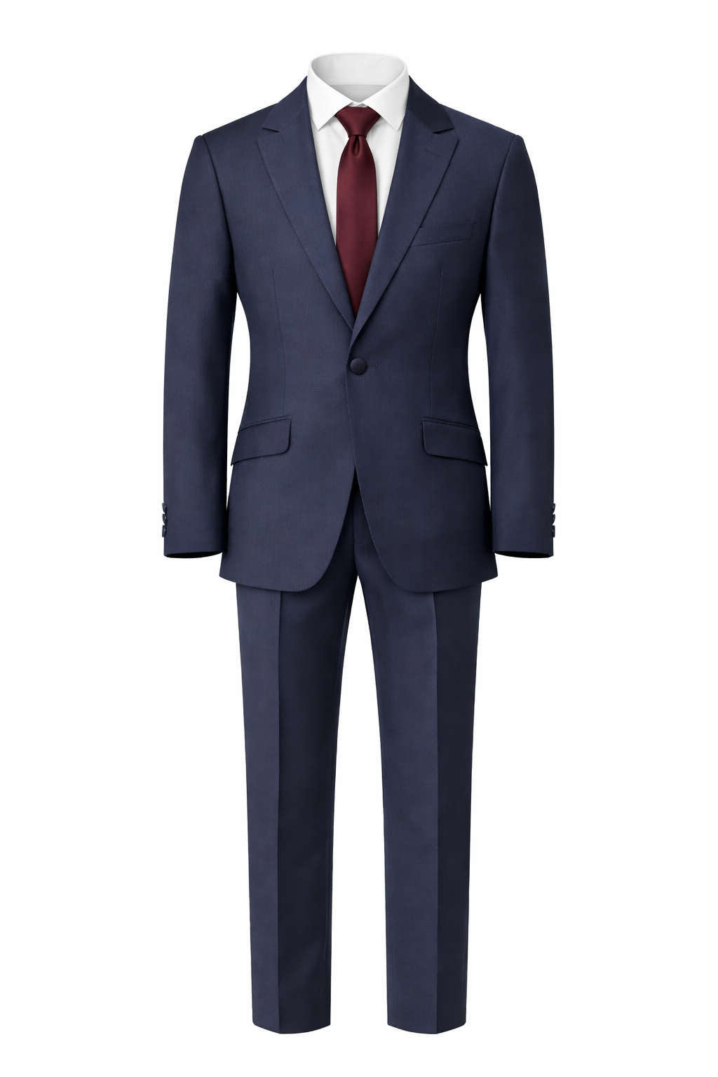 Navy Blue 100% Wool 2 Piece Suit | Classic Fit | Jacket & Trousers