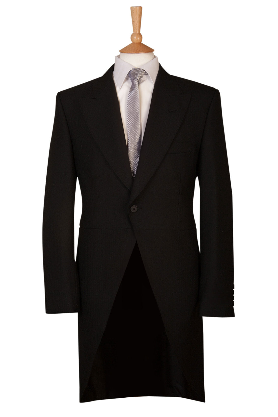 Black Herringbone Tailcoat Jacket - Brand New
