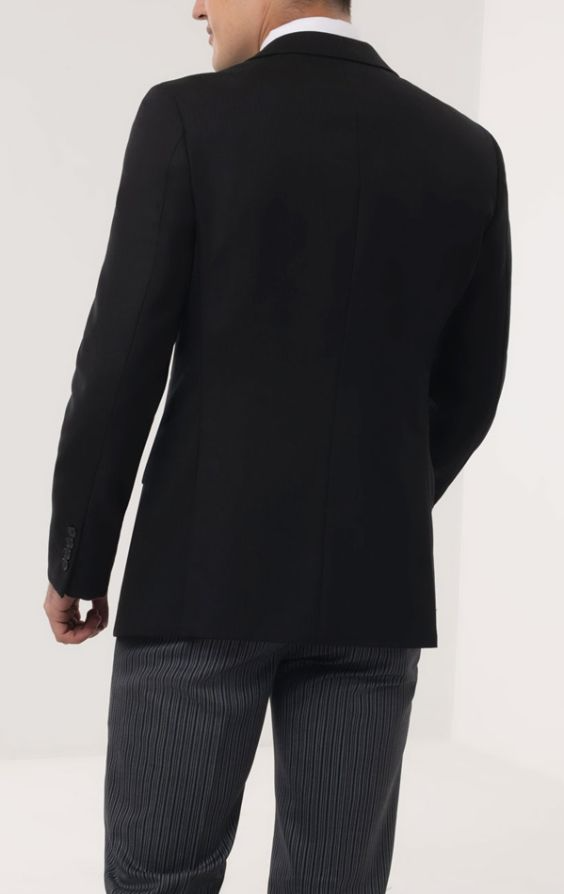 Black Wool Herringbone Jacket Single Breasted Ex Hire