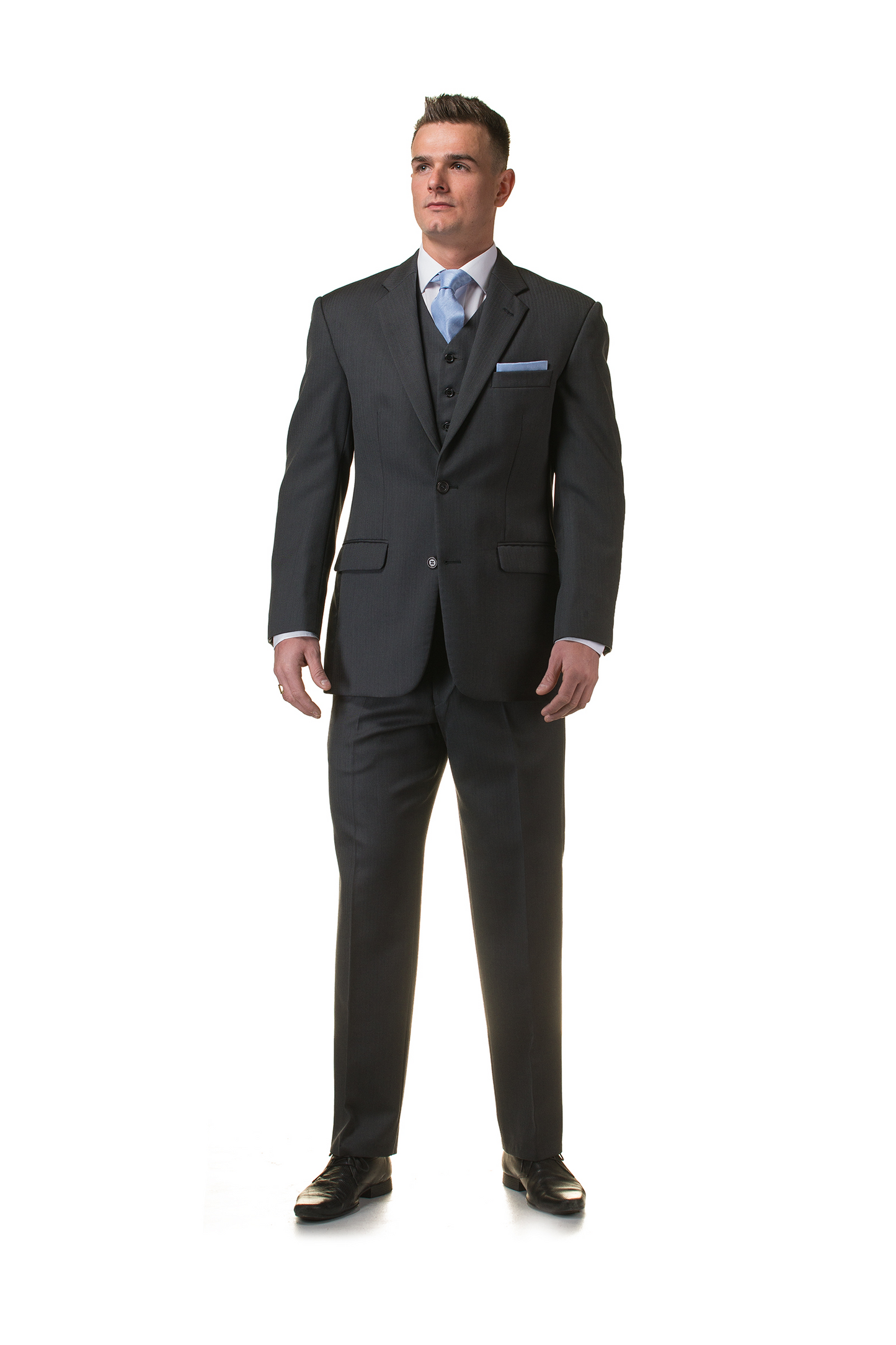 Grey Herringbone 2 Piece Suit | 100% Wool | Jacket & Trouser