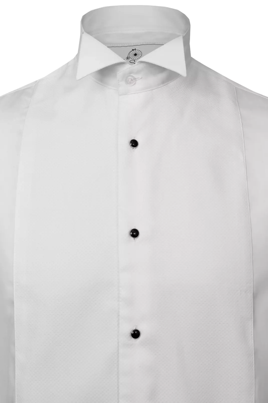 White Marcella Wing Collar Shirt with Studded Buttons