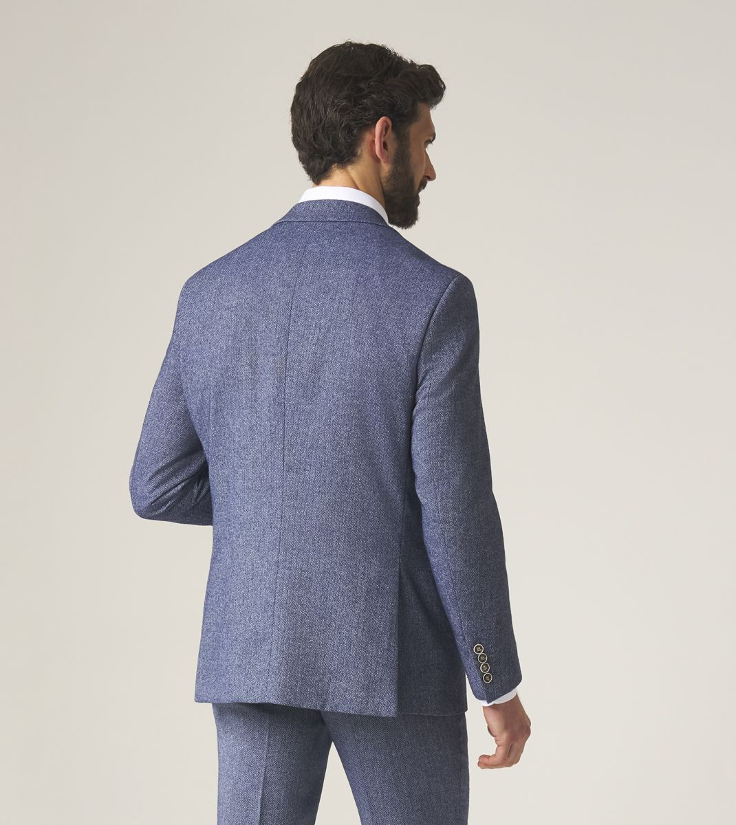Blue Herringbone Suit Jacket | Tailored Fit Wool Blazer