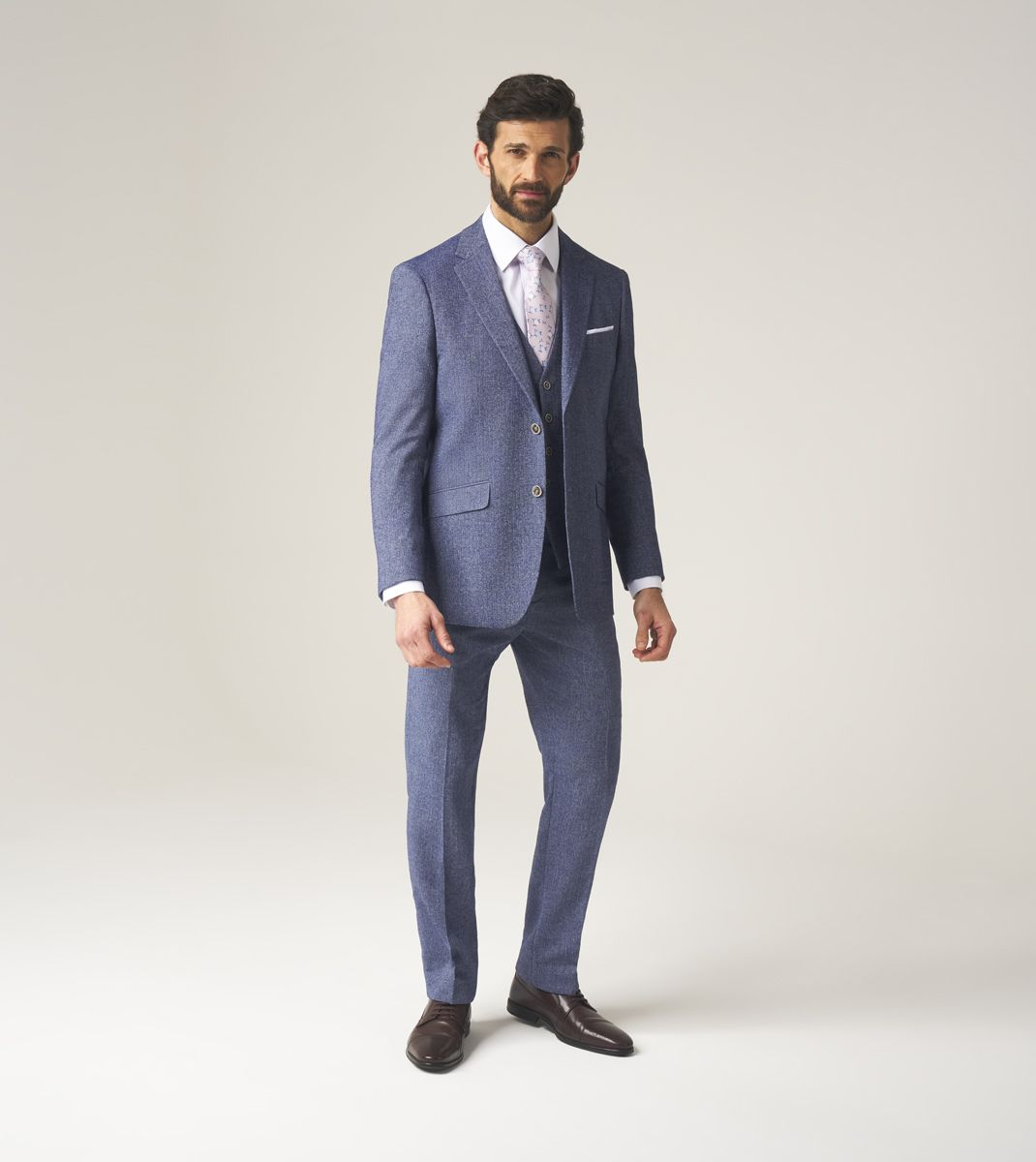 Blue Herringbone Suit Jacket | Tailored Fit Wool Blazer