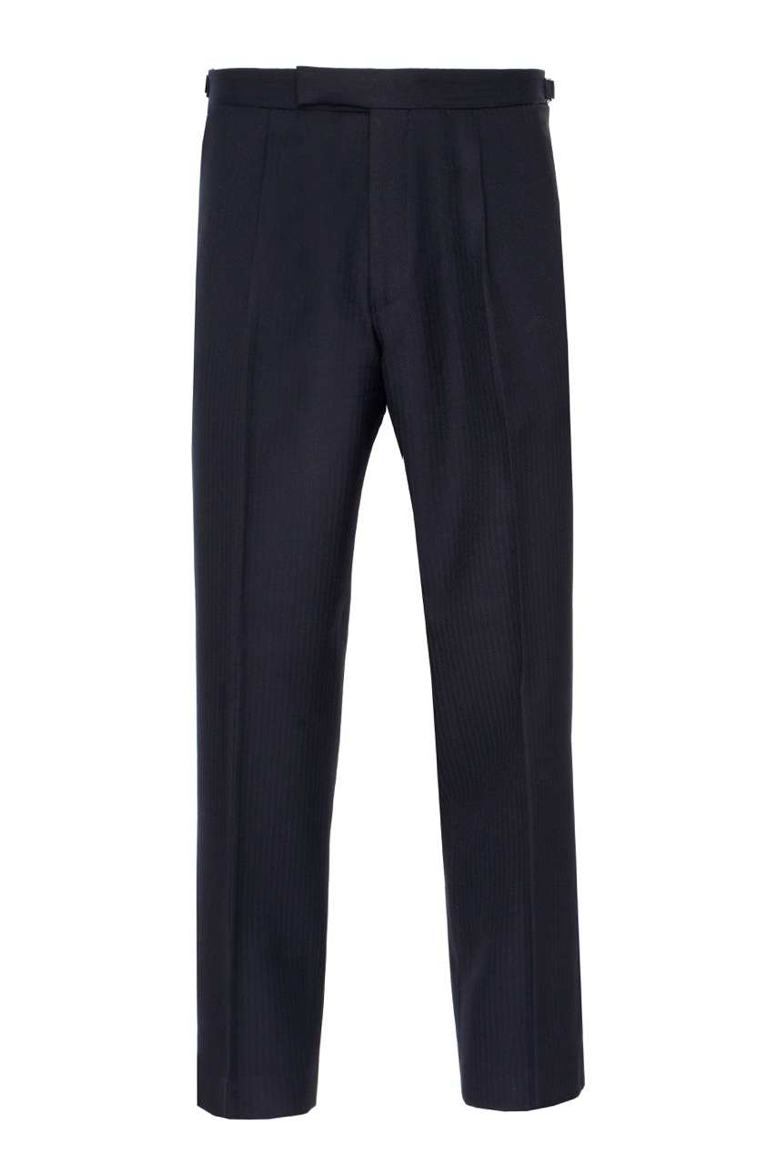 Navy Herringbone 2 Piece Suit | 100% Wool | Jacket & Trouser