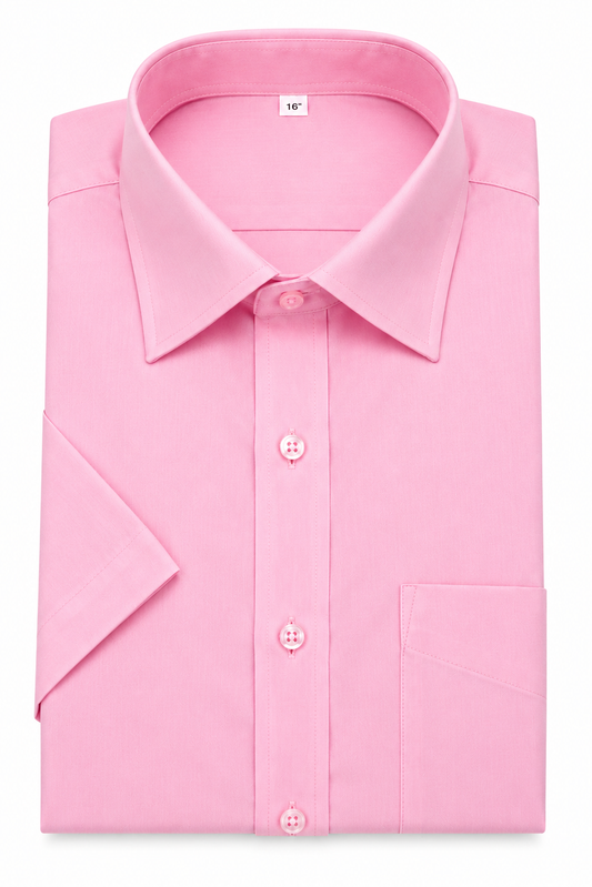 Pink Short Sleeve Shirt | Regular Collar | Tailored Fit