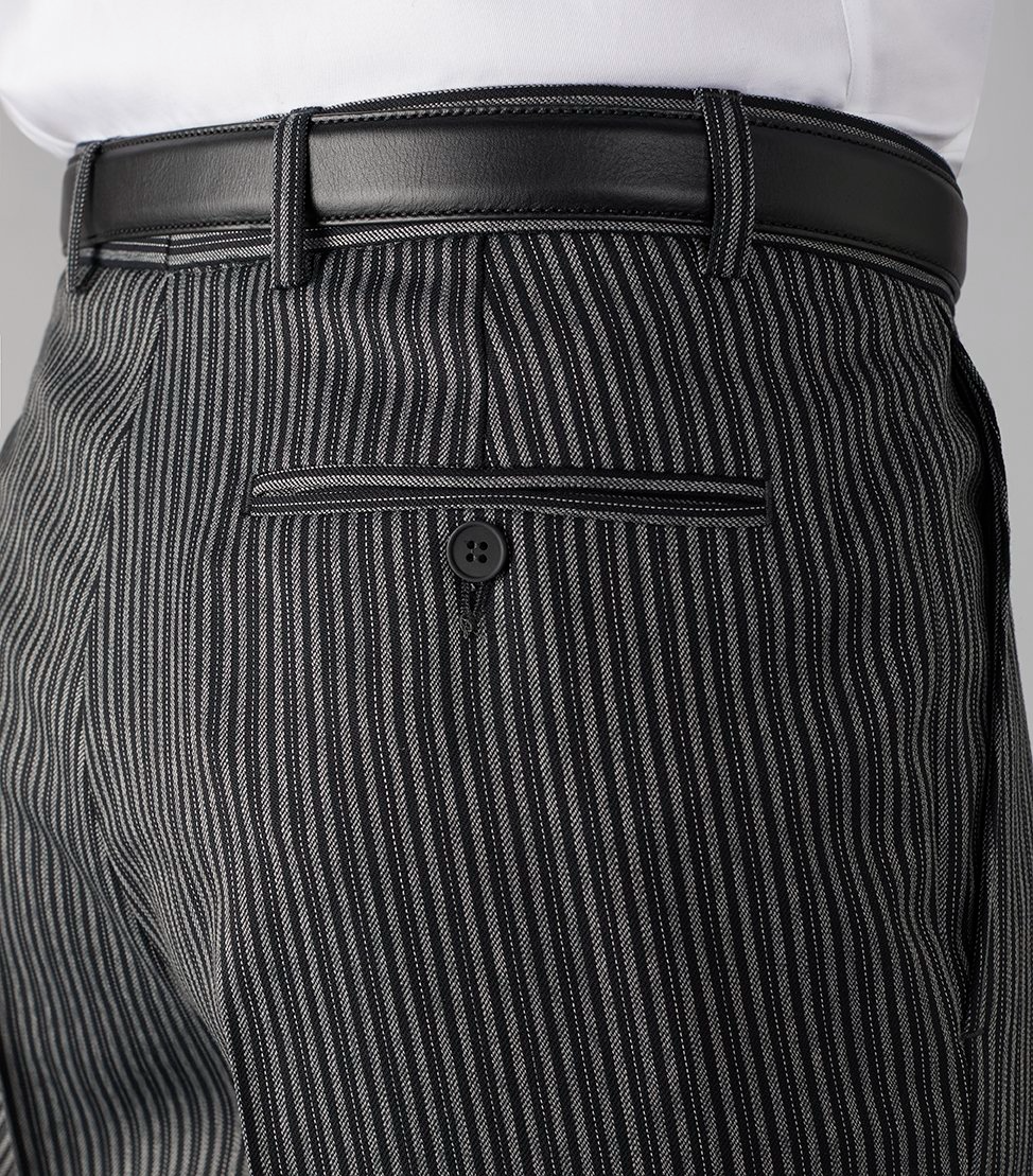 Plain Black 3 Piece Masonic Suit | Formal Short Jacket, Waistcoat & Pinstripe Trousers | Masons Freemason Suit