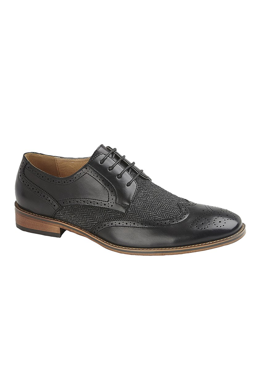 Black Woven Brogue Gibson Shoe 4 Eye