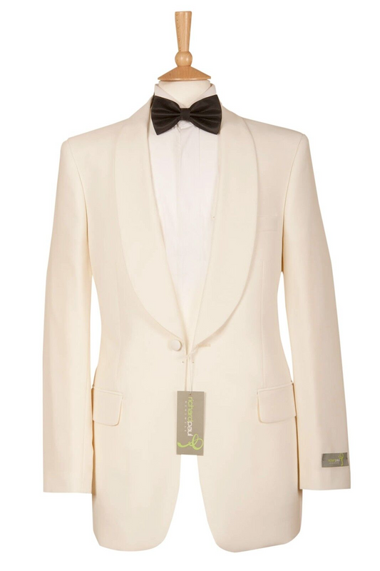 Ivory Shawl Collar Dinner Jacket | Wool Blend Cream Tuxedo
