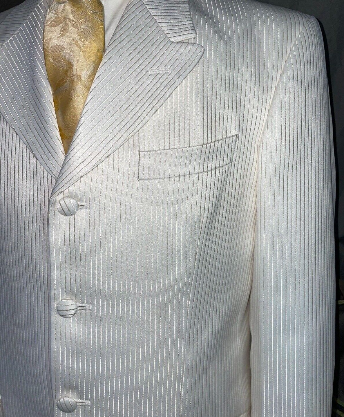 Ivory Stripe Prince Edward 2 Piece Suit - Ex Hire