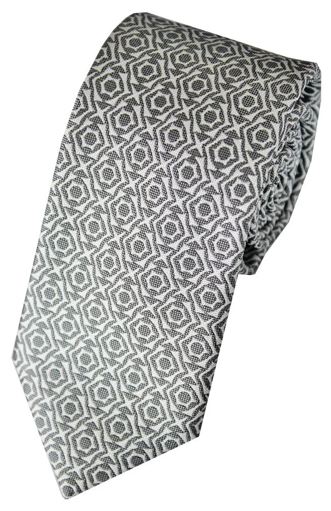 Geometric Grey Wedding Tie - Brand New