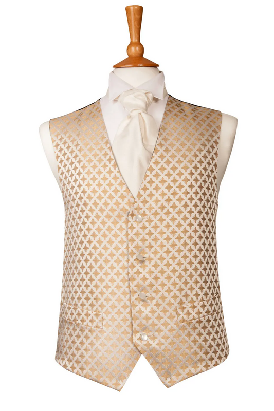 Men's Gold & Ivory Patterned Waistcoat