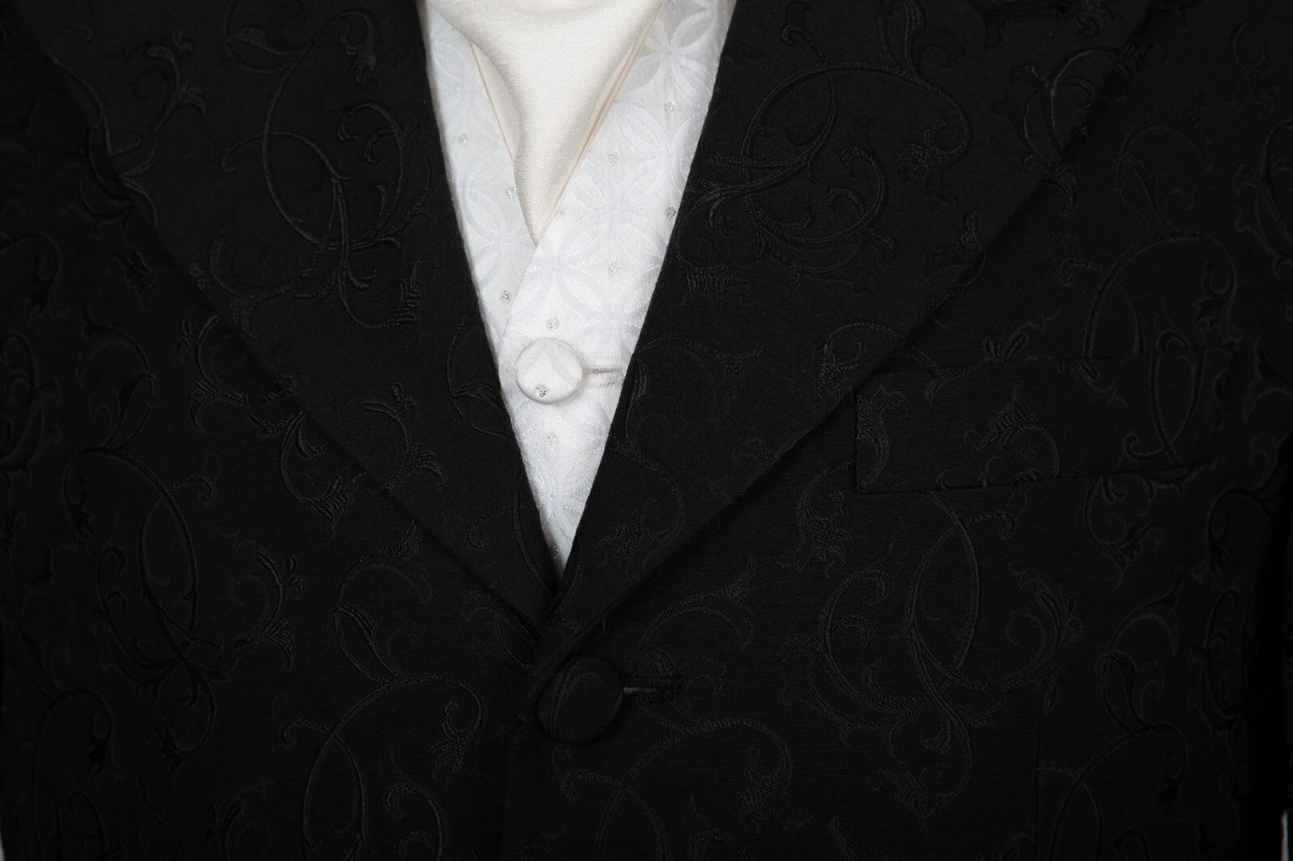 Black Swirl Prince Edward Jacket | Brocade | 3/4 Length