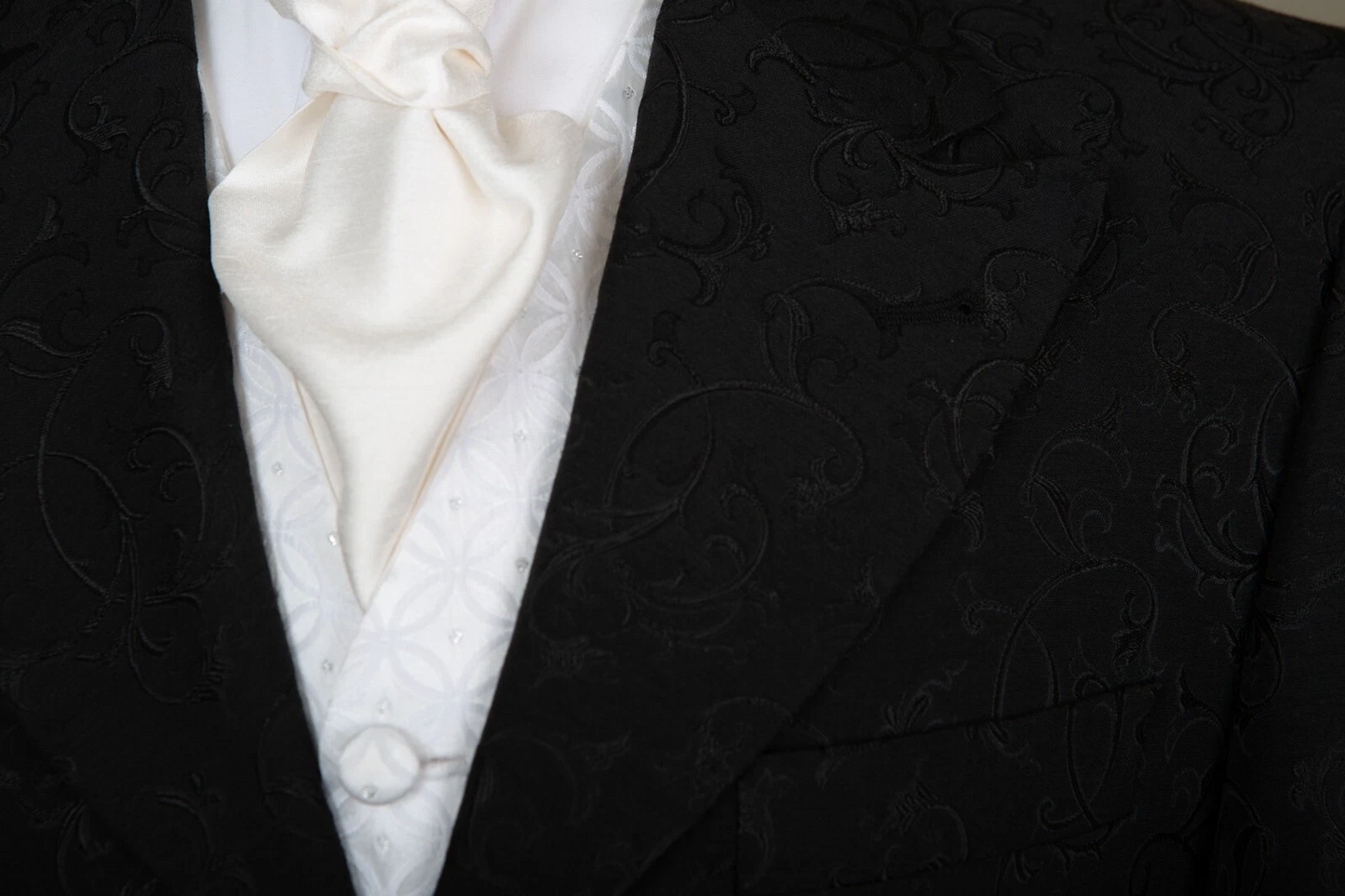Black Swirl Prince Edward Jacket | Brocade | 3/4 Length