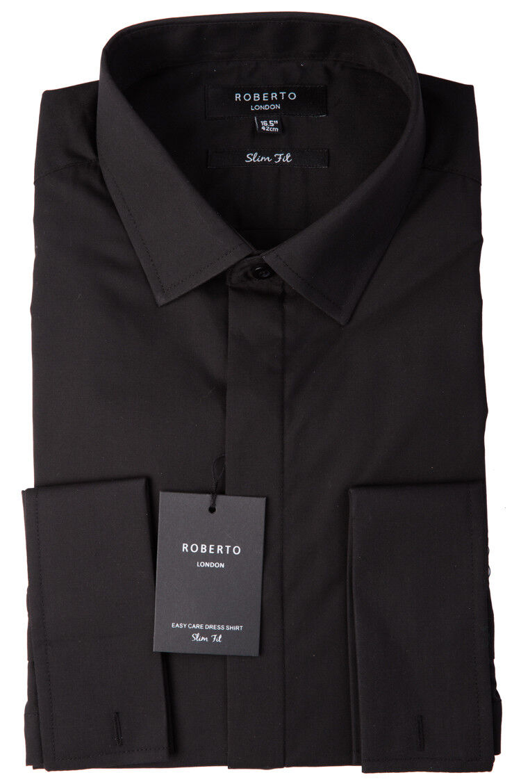 Black Slim Fit Shirt with Regular Collar - Brand New