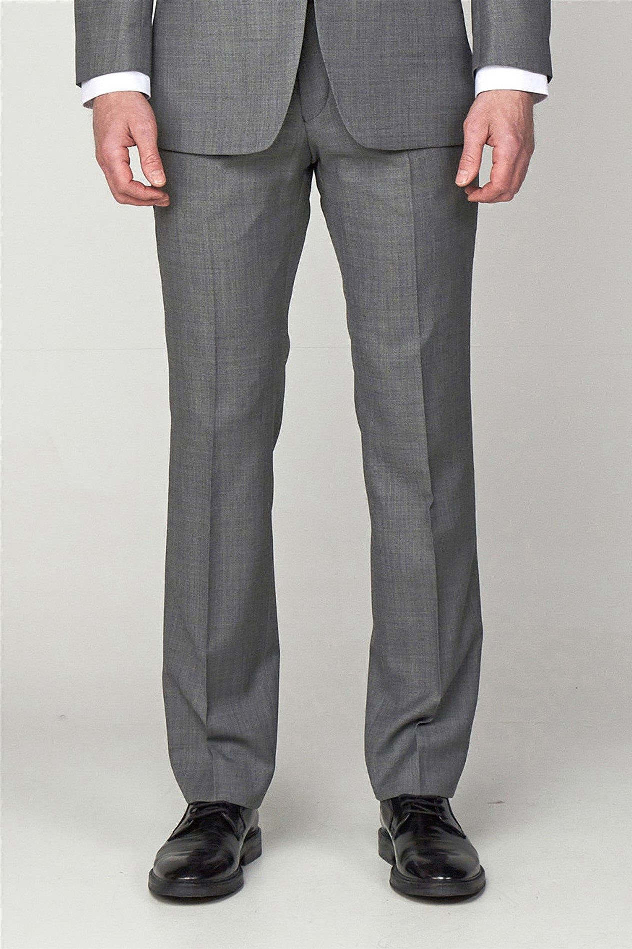 Grey 100% Wool Suit Trousers | Pick and Pick | Flat Front, Belt Loops, Classic Fit