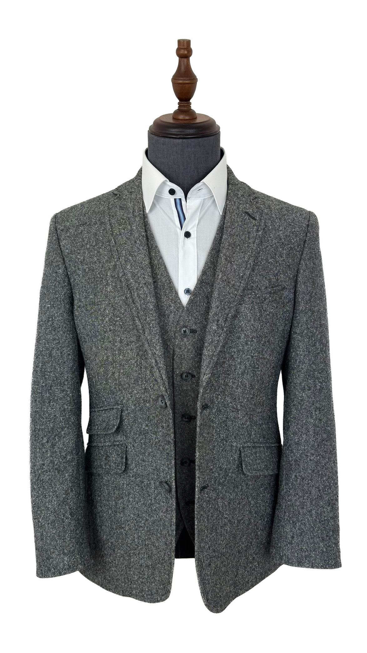 Grey Tweed 3 Piece Suit | Donegal Wool | Jacket, Trouser & Waistcoat