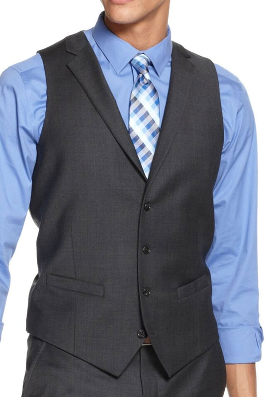 Men's Charcoal Grey Waistcoat with Notch Lapel - Brand New