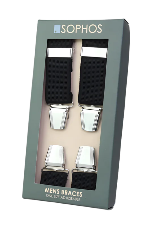 35mm Men's Plain Black Braces