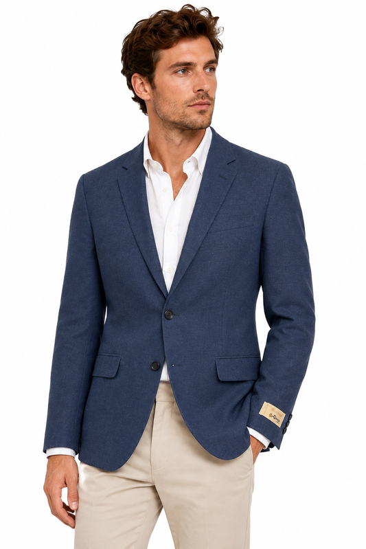 Navy Blue Linen & Cotton Jacket | Paisley Lined