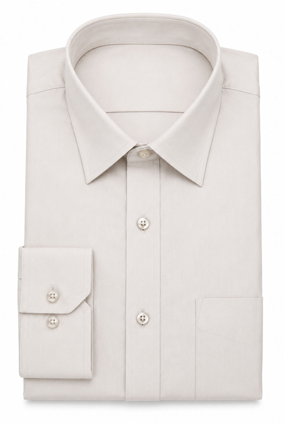 Beige Long Sleeve Formal Shirt | Regular Collar | Regular Fit