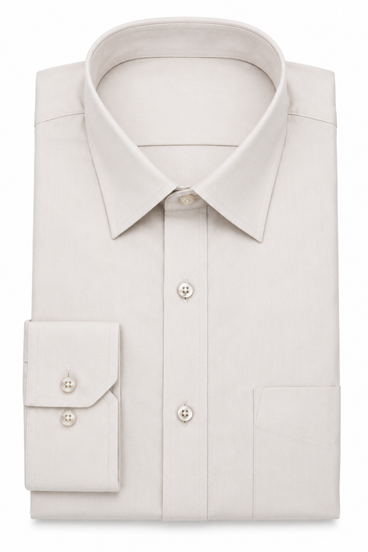 Beige Long Sleeve Formal Shirt | Regular Collar | Regular Fit