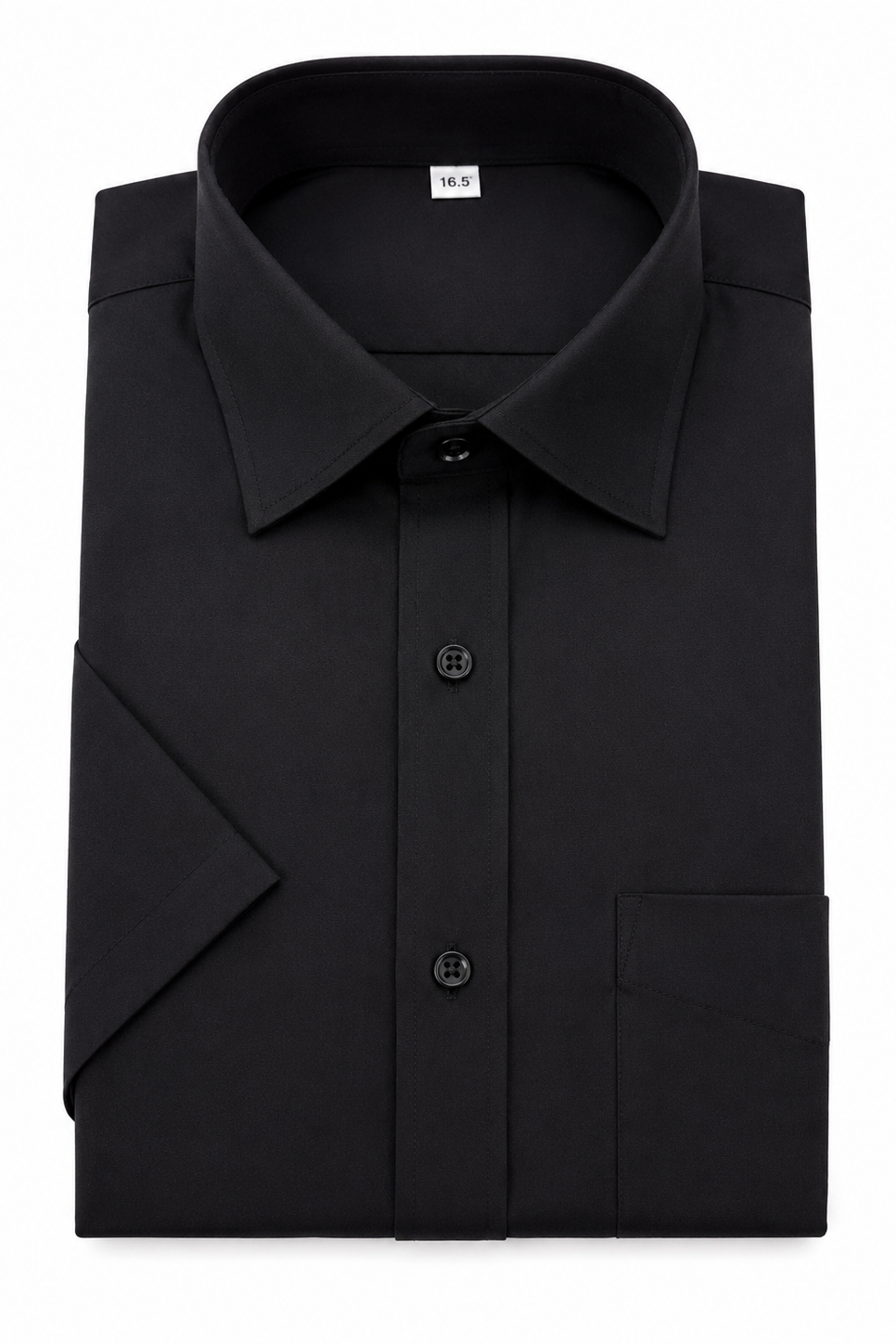 Black Short Sleeve Shirt | Regular Collar | Tailored Fit