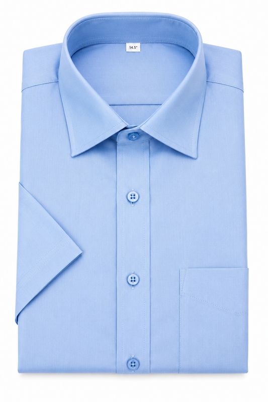 Light Blue Short Sleeve Shirt | Regular Collar | Tailored Fit