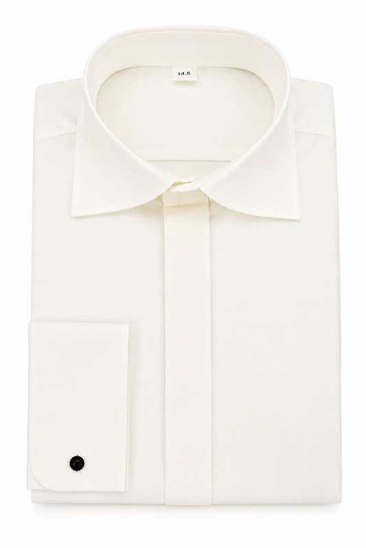 Ivory Formal Dress Shirt | Wide Regular Collar | Regular Fit