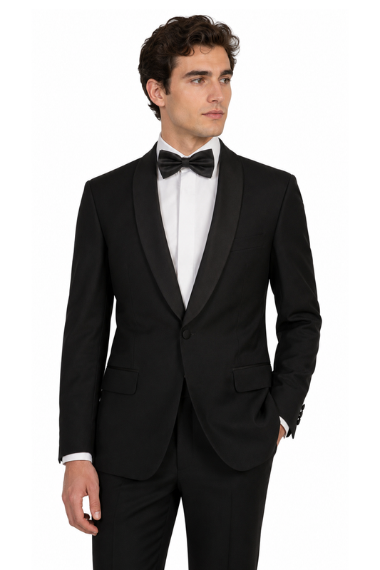 Black Dinner Jacket Blazer | Shawl Collar Tuxedo | Satin Lapel Formal Cruise Prom