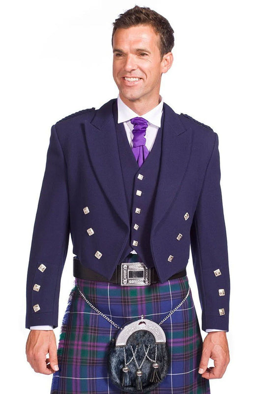 Navy Blue Prince Charlie Suit Jacket & Waistcoat - Ex Hire