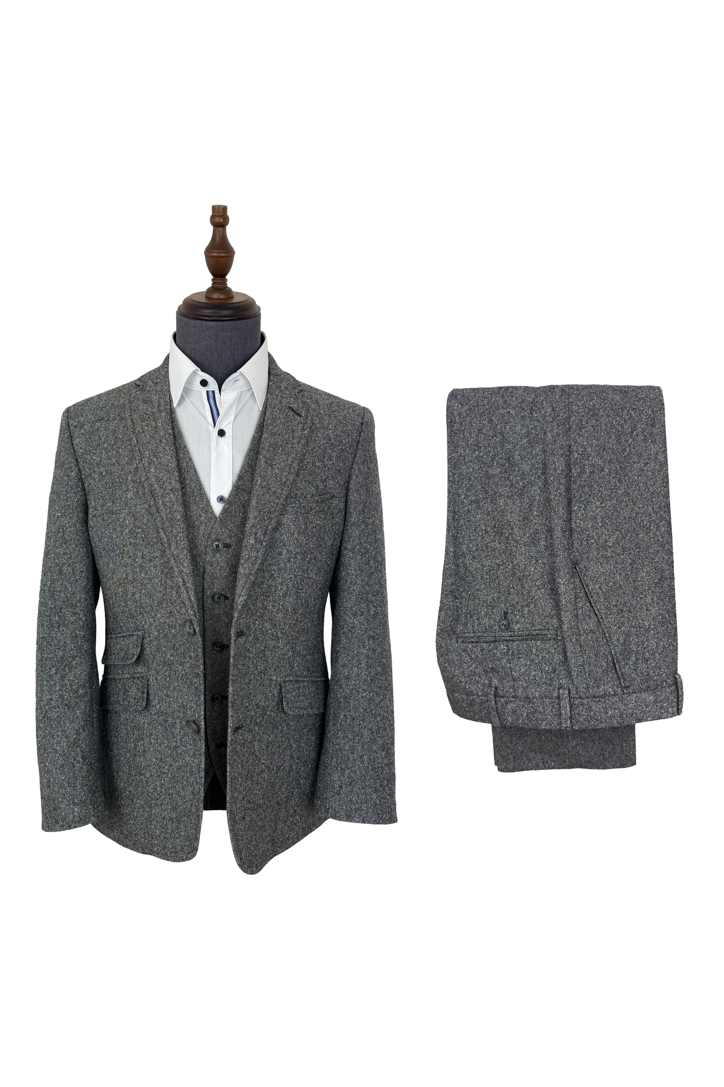 Grey Tweed 3 Piece Suit | Donegal Wool | Jacket, Trouser & Waistcoat