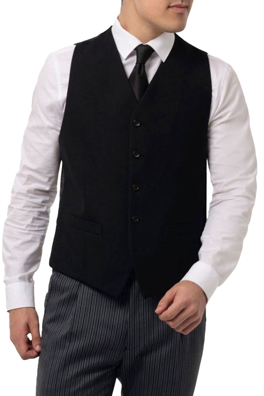 Black Herringbone Waistcoat - Brand New