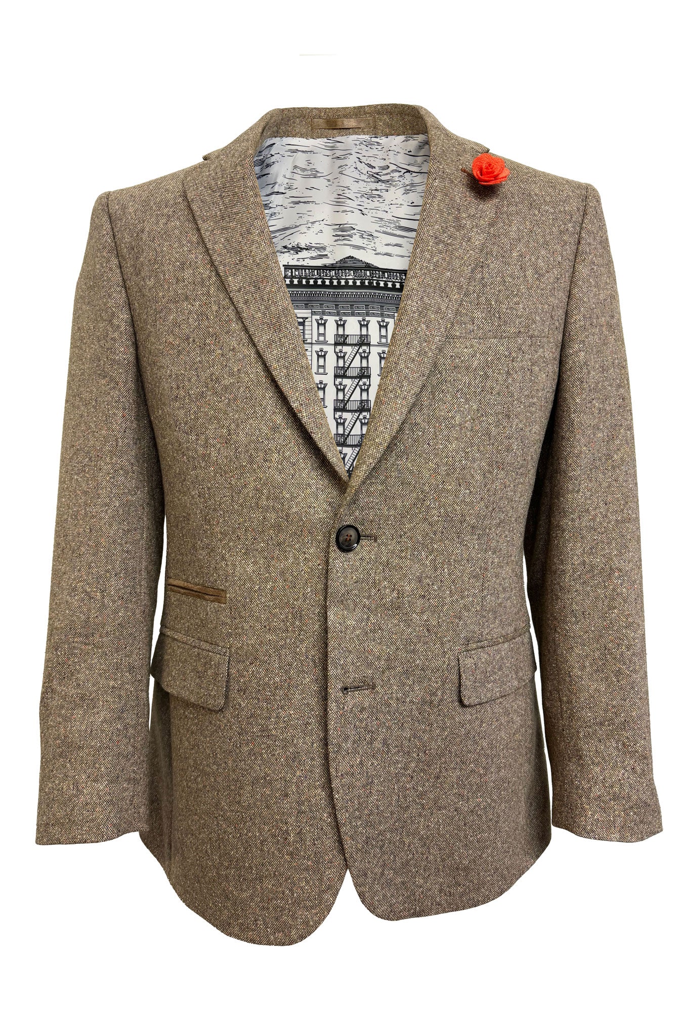 Men's Beige Tweed Wool Cotton Jacket