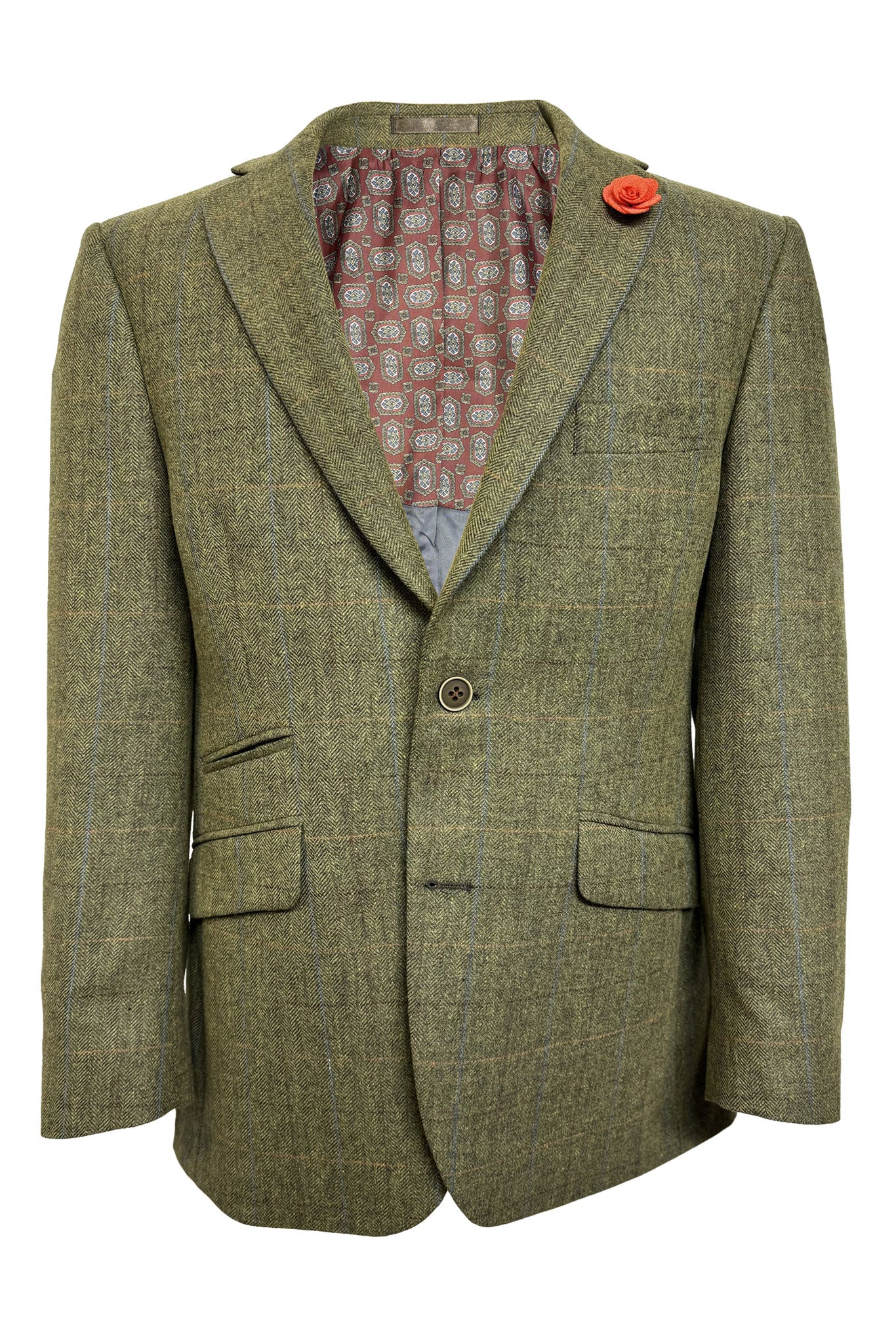 Men's Tweed Wool Green Check Jacket