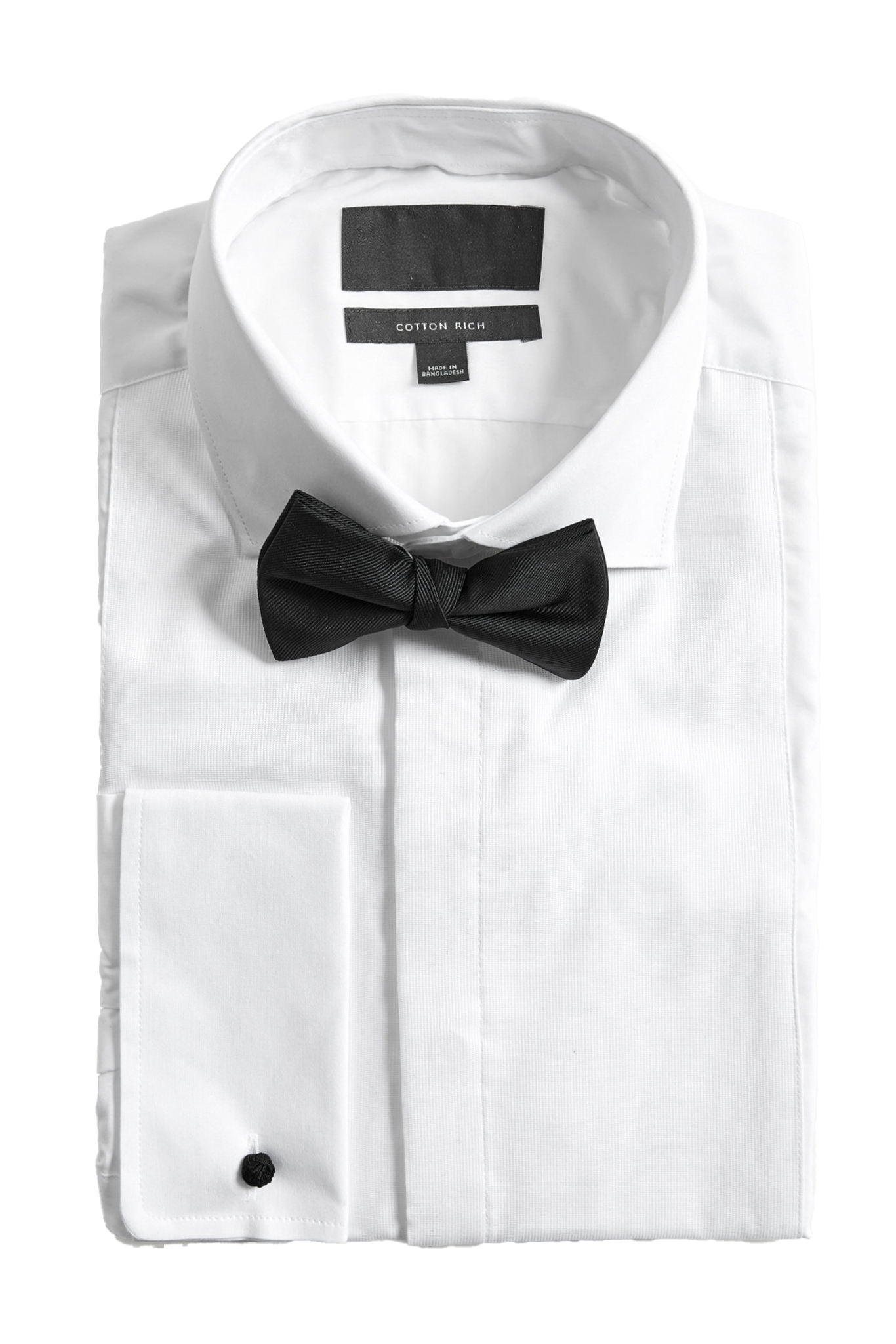 White Pleated Dress Shirt with Bow Tie