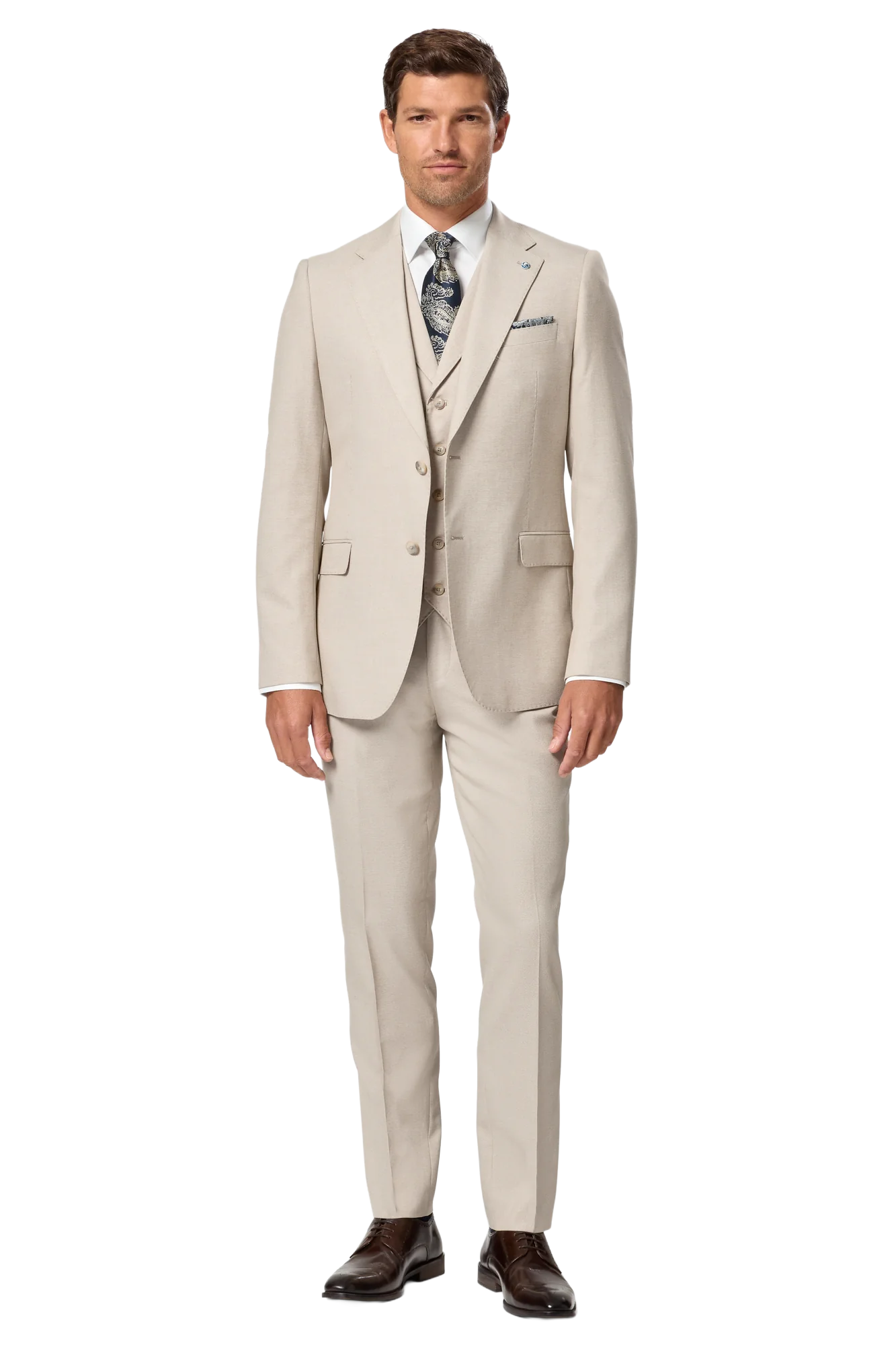 Benetti Beige Slim Fit 3 Piece Suit | Albert Stone | Jacket, Trousers & Waistcoat