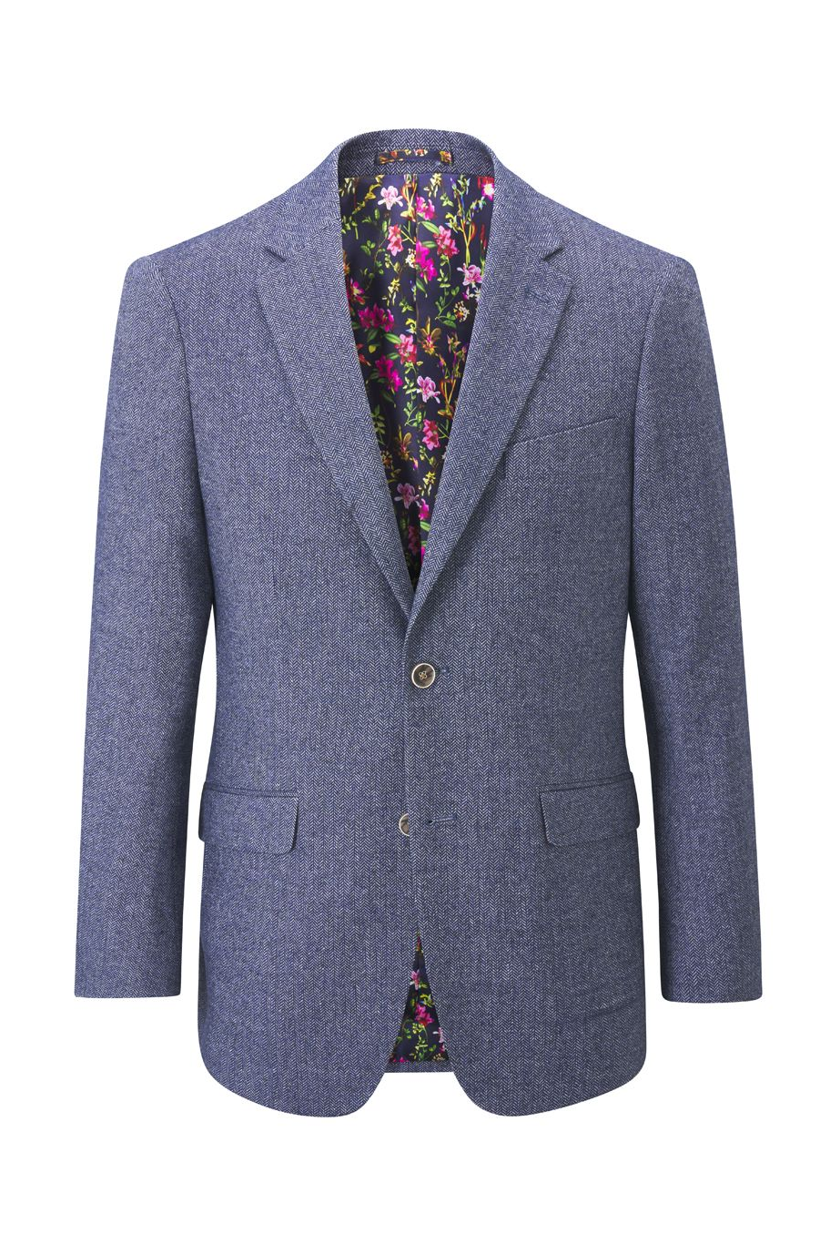 Blue Herringbone Suit Jacket | Tailored Fit Wool Blazer