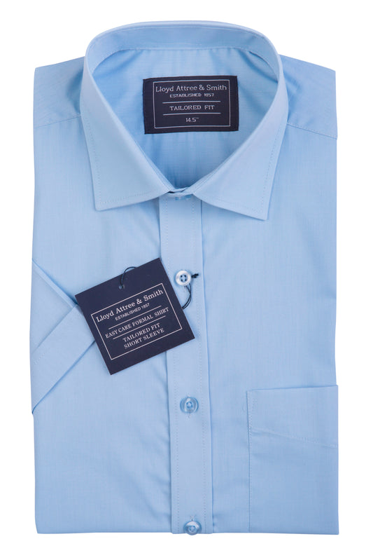 Men's Sky Blue Short Sleeve Cotton Shirt